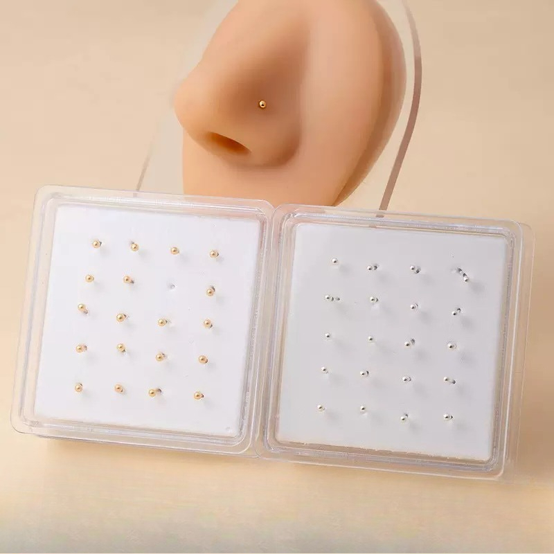 Body Jewelry Jewelry Box - Gümüş Mücevher Kutusu Burun Çivileri Yuvarlak