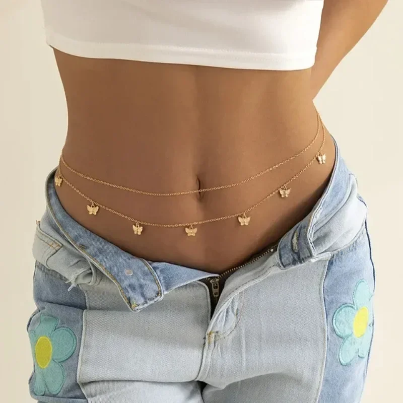 Body Jewelry Outfit - Yeni Charm Seksi Çift Katmanlı Kelebek