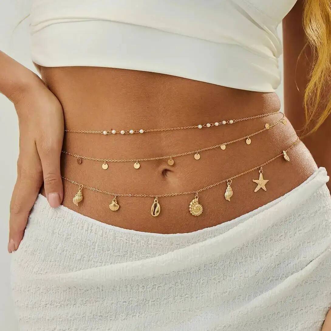 Body Jewelry Outfit - IngeSight.Z 3 adet/takım Boho Denizyıldızı Kabuklu