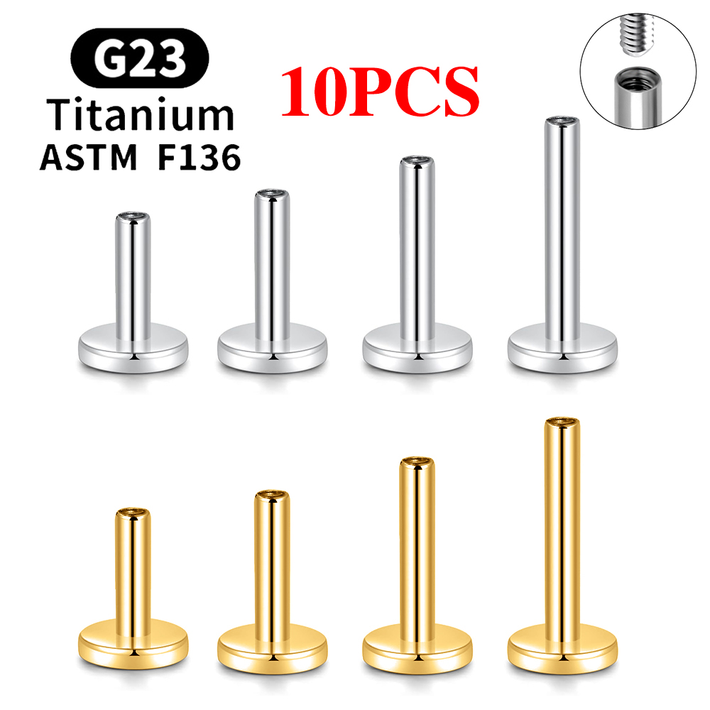 Body Jewelry Internally Threaded - 10 adet G23 titanyum piercing içten