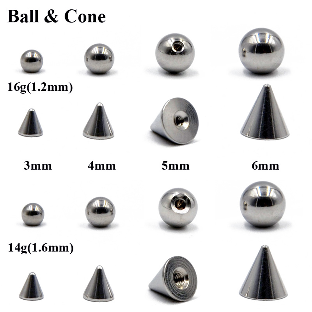Body Jewelry Replacement Ball - 100 adet/grup Çelik 14G 16G Burun