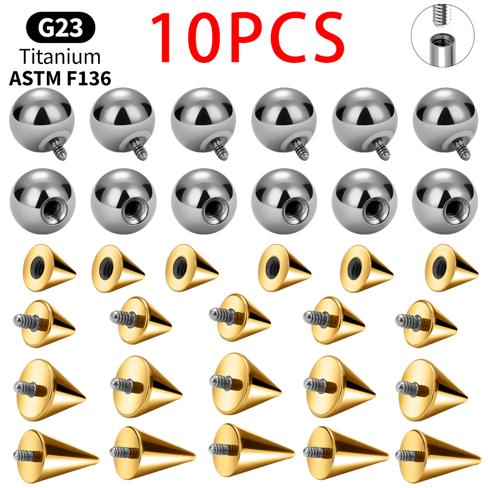Body Jewelry Replacement Ball - Titanyum Top Koni Yedek Parça 10'lu