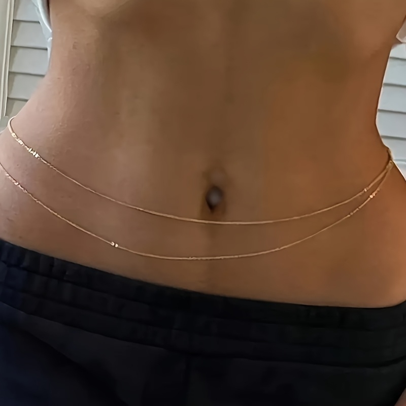 Body Jewelry Outfit - 1Çift katmanlı altın metal bel zinciri