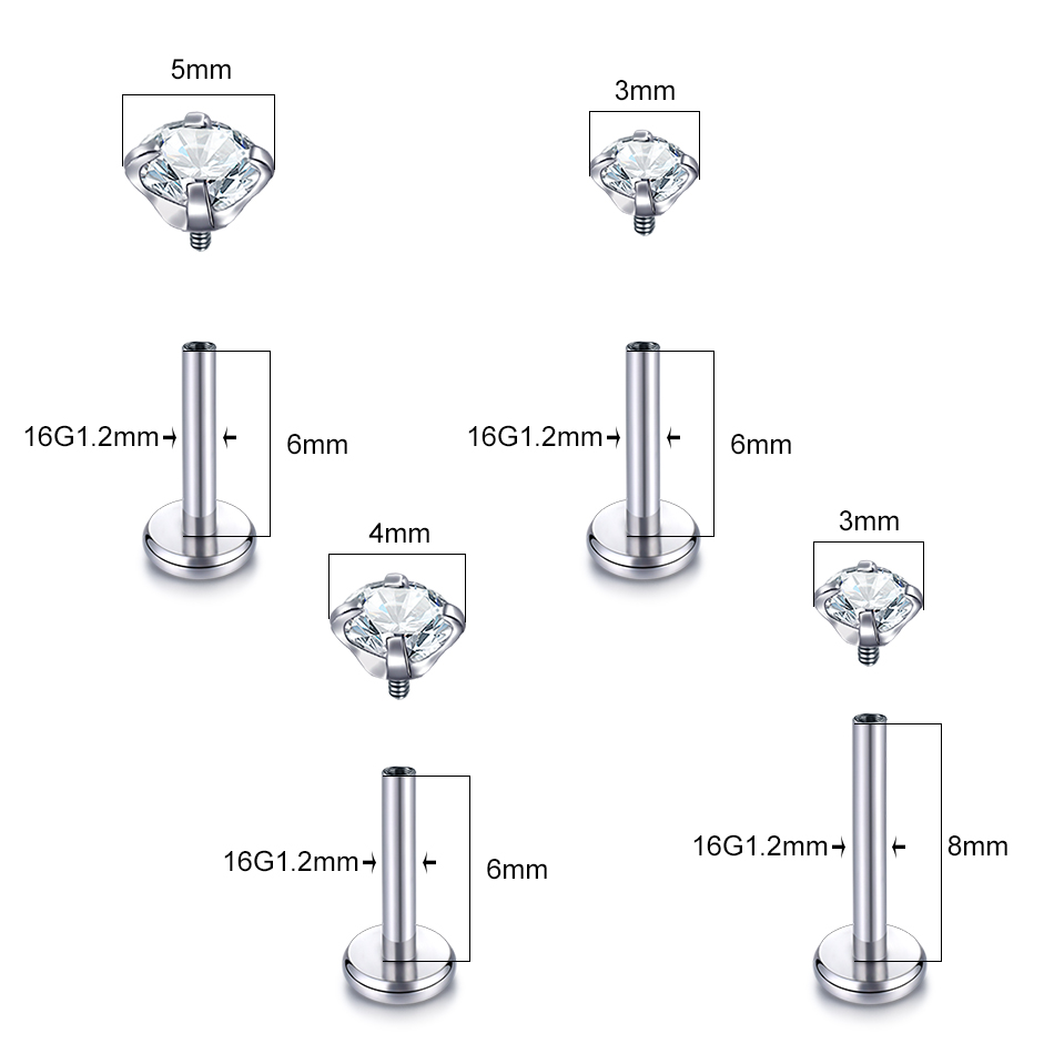 10 adet G23 titanyum Labret Pi - Body Jewelry Internally Threaded incelemesi ve fiyatı