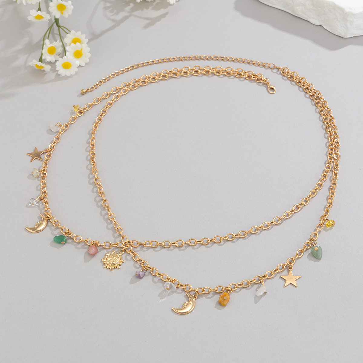 Boho Yıldız Ay Güneş Kolye Bel - Body Jewelry Chain incelemesi ve fiyatı