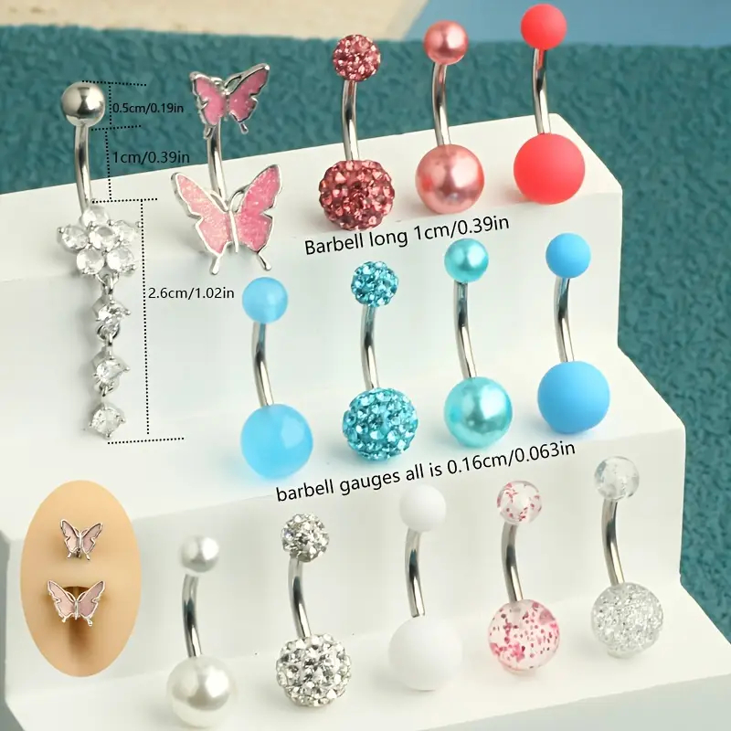 14 adet/kutu Göbek Piercingler - Body Jewelry Jewelry Box incelemesi ve fiyatı