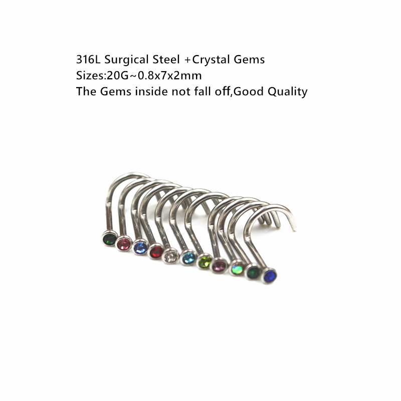 50 adet 20Gx7x2mm Taşlar Burun - Body Jewelry Good Quality incelemesi ve fiyatı