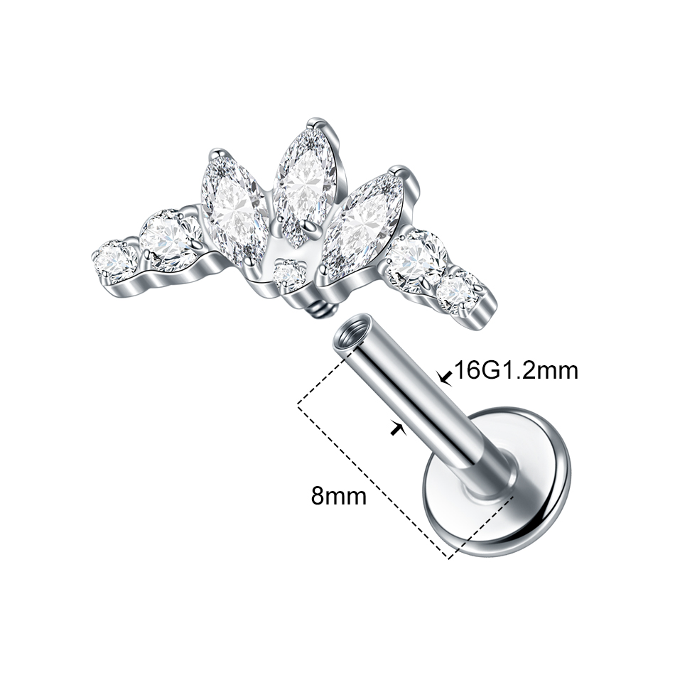 1 adet titanyum zirkonya yunus - Body Jewelry Internally Threaded incelemesi ve fiyatı