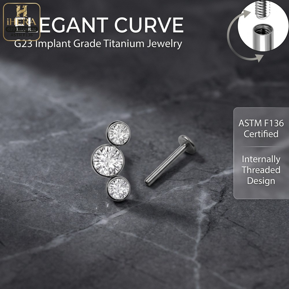ASTM F136 Titanyum Kavisli Üçl - Body Jewelry Internally Threaded incelemesi ve fiyatı