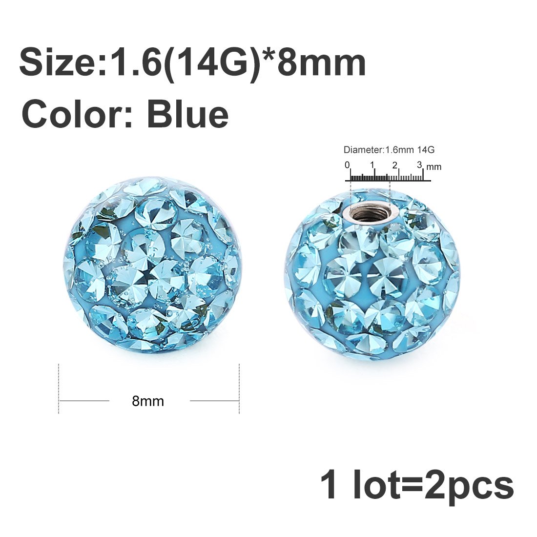 2 adet 14G 16G cerrahi paslanm - Body Jewelry Replacement Ball incelemesi ve fiyatı
