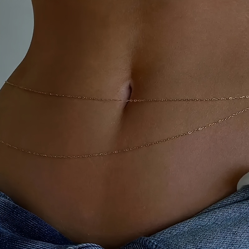 1Çift katmanlı altın metal bel - Body Jewelry Outfit incelemesi ve fiyatı